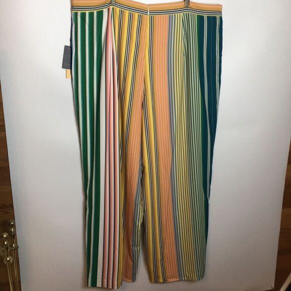 Maree Pour Toi Striped Pink and Green Slit Pants Sz 22 - Picture 12 of 16